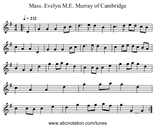 Evelyn M.E. Murray of Cambridge, Mass. - staff notation