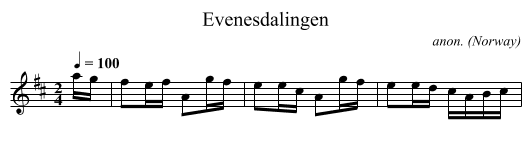 Evenesdalingen - staff notation