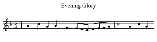 Evening Glory - staff notation