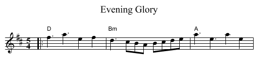 Evening Glory - staff notation