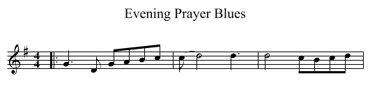 Evening Prayer Blues - staff notation