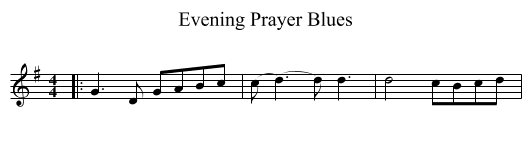 Evening Prayer Blues - staff notation