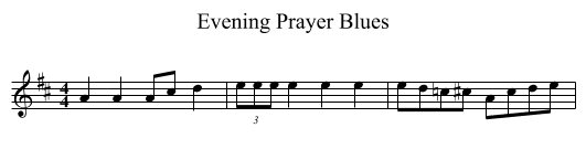Evening Prayer Blues - staff notation