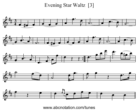 Evening Star Waltz  [3] - staff notation