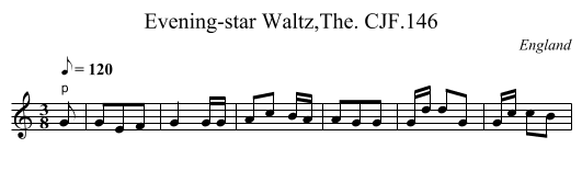 Evening-star Waltz,The. CJF.146 - staff notation