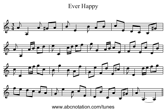 Ever Happy - staff notation