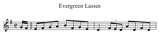Evergreen Lasses - staff notation