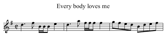 Every body loves me - staff notation