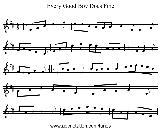 Every Good Boy Does Fine - staff notation