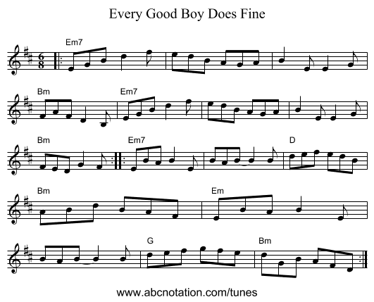 Every Good Boy Does Fine - staff notation