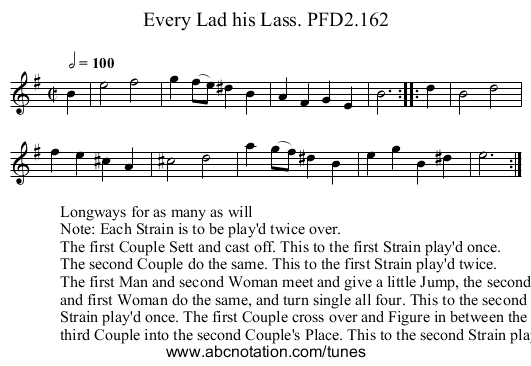 Every Lad his Lass. PFD2.162 - staff notation