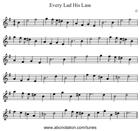 Every Lad His Lass - staff notation