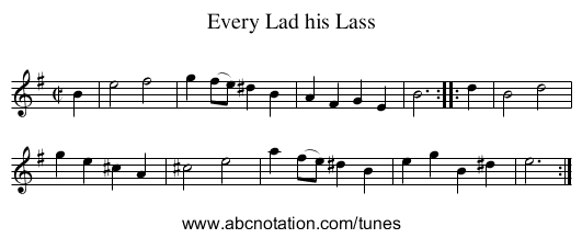 Every Lad his Lass - staff notation