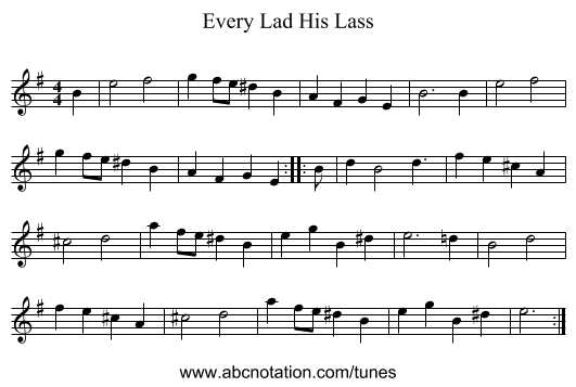 Every Lad His Lass - staff notation