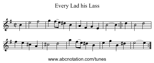 Every Lad his Lass - staff notation