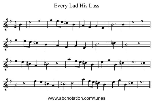 Every Lad His Lass - staff notation