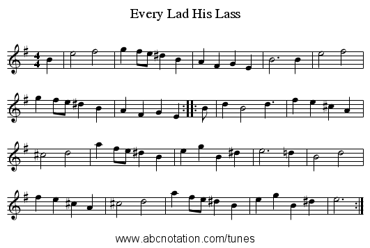 Every Lad His Lass - staff notation
