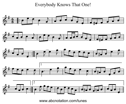 Everybody Knows That One! - staff notation