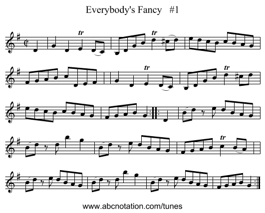 Everybody's Fancy   #1 - staff notation