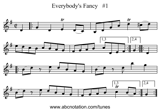 Everybody's Fancy   #1 - staff notation