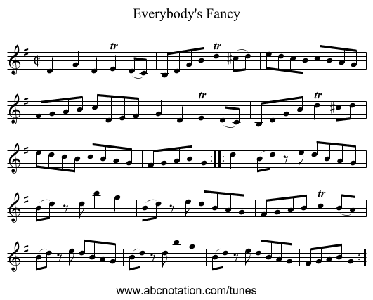 Everybody's Fancy - staff notation