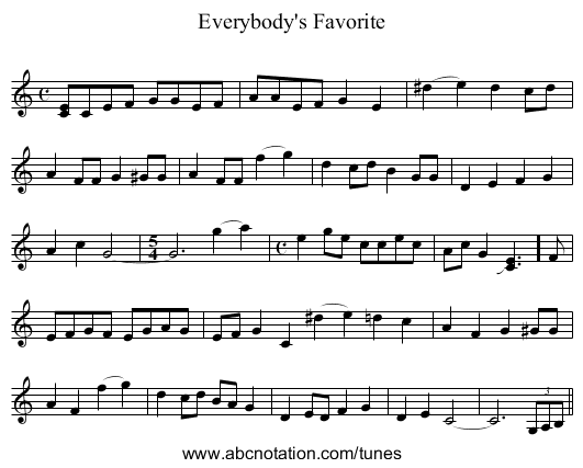 Everybody's Favorite - staff notation