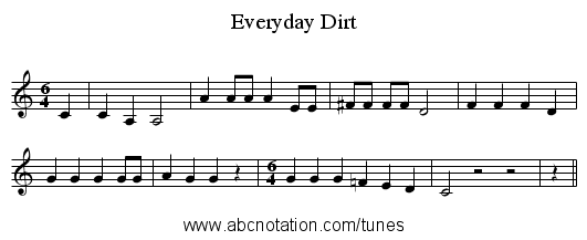 Everyday Dirt - staff notation