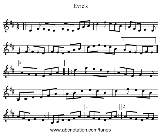 Evie's - staff notation