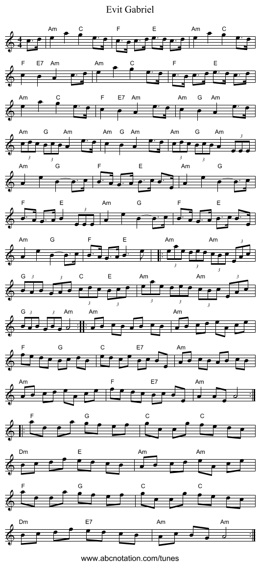 Evit Gabriel - staff notation