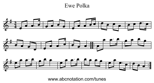 Ewe Polka - staff notation