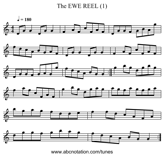 EWE REEL (1), The - staff notation