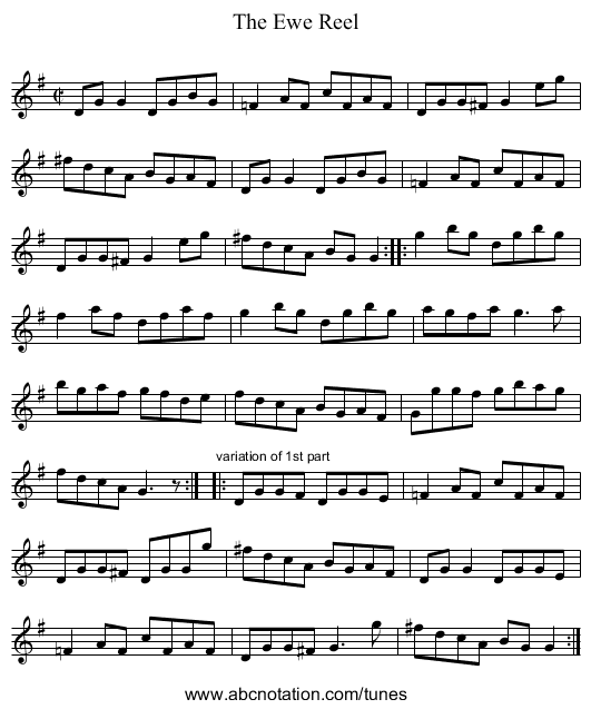 Ewe Reel, The - staff notation