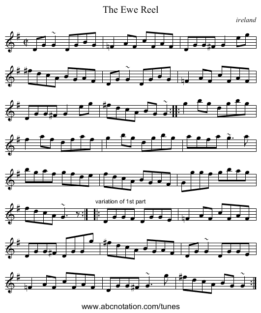 Ewe Reel, The - staff notation