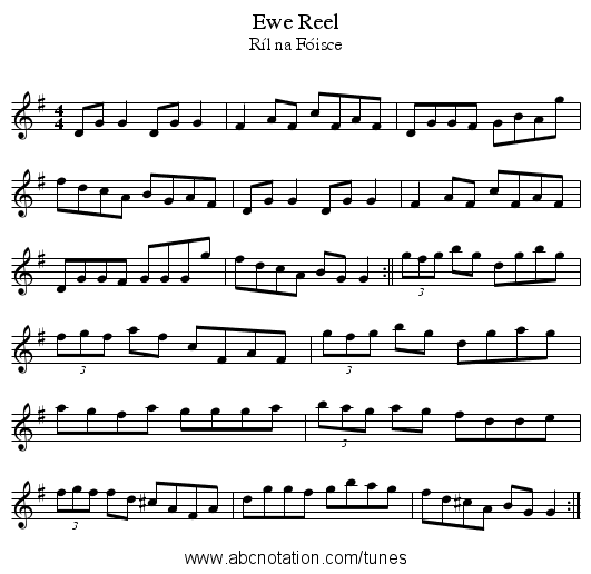 Ewe Reel - staff notation