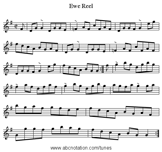 Ewe Reel - staff notation