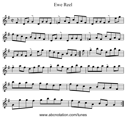Ewe Reel - staff notation