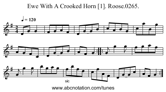 Ewe With A Crooked Horn [1]. Roose.0265. - staff notation