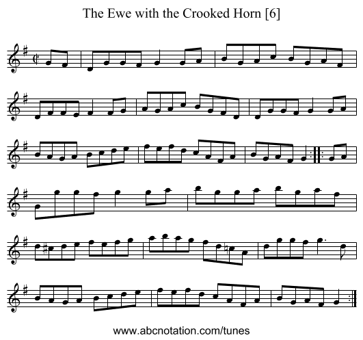 Ewe with the Crooked Horn [6], The - staff notation
