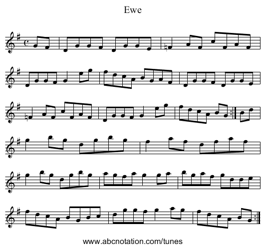 Ewe - staff notation
