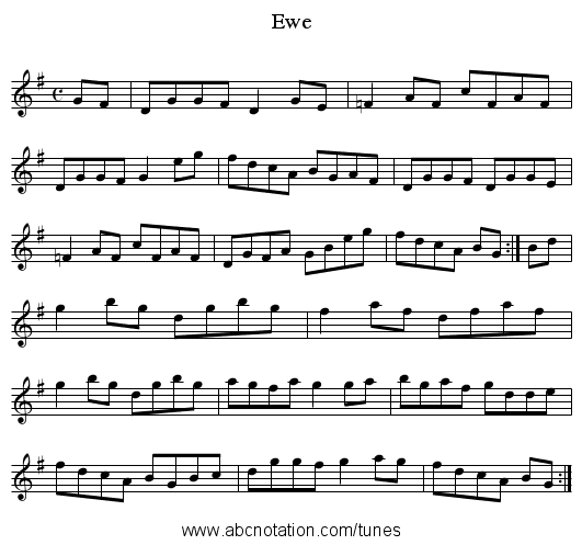 Ewe - staff notation