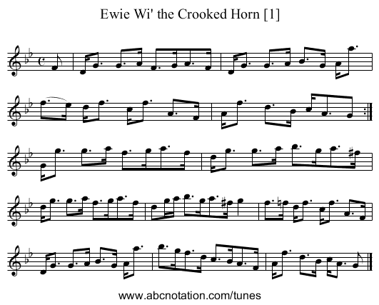 Ewie Wi' the Crooked Horn [1] - staff notation