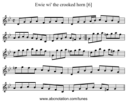 Ewie wi' the crooked horn [6] - staff notation