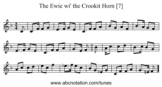 Ewie wi' the Crookit Horn [7], The - staff notation