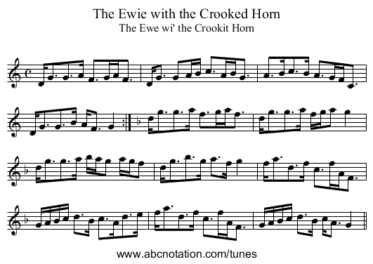 Ewie with the Crooked Horn, The - staff notation
