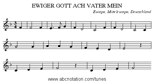 EWIGER GOTT ACH VATER MEIN - staff notation