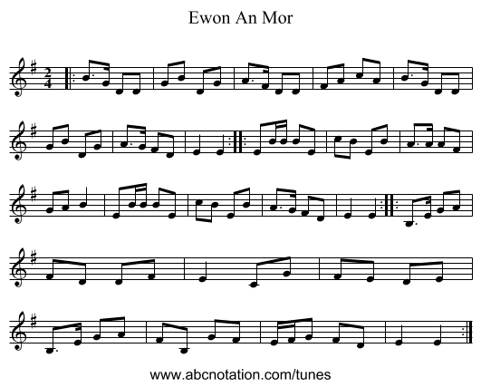 Ewon An Mor - staff notation