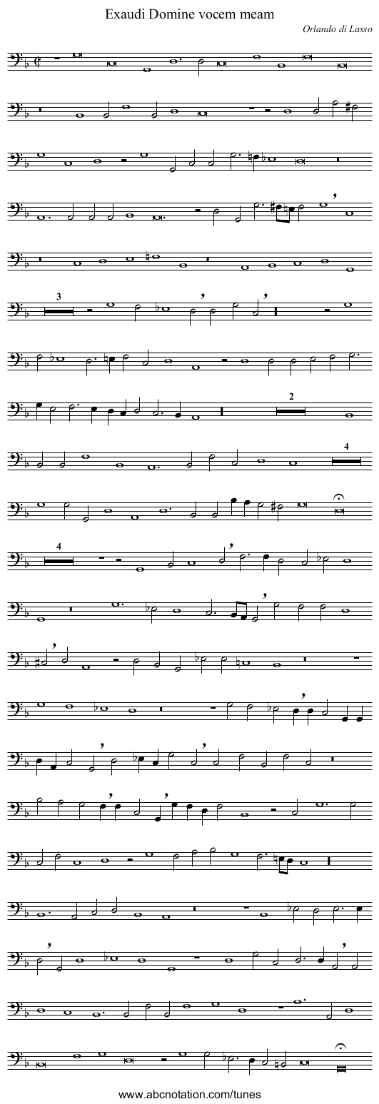 Exaudi Domine vocem meam - staff notation