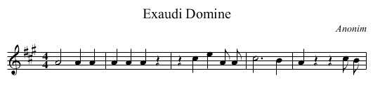 Exaudi Domine - staff notation