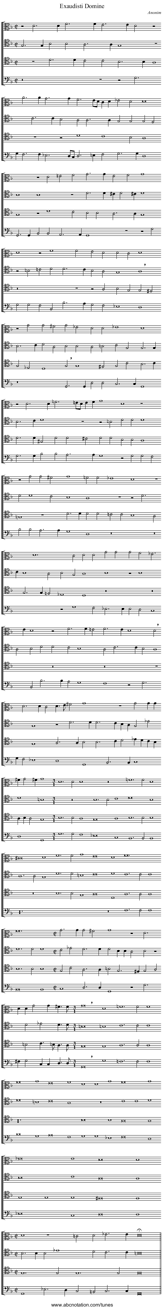 Exaudisti Domine - staff notation