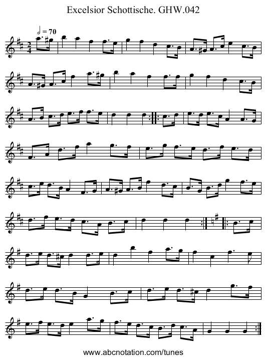 Excelsior Schottische. GHW.042 - staff notation